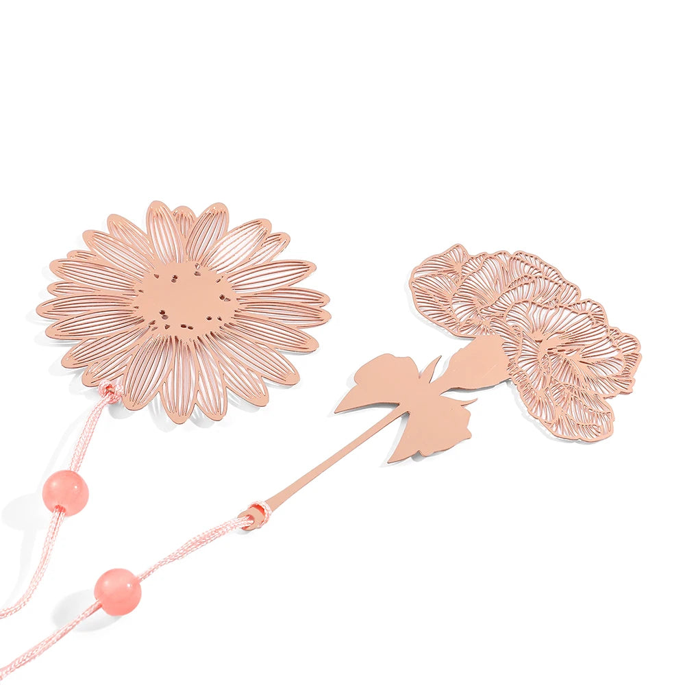 Simple Hollow Brass Bookmarks Beautiful Daisy Dandelion Flower Leaf Book Marks for Book Lover Gifts Reading Supplies Accessories
