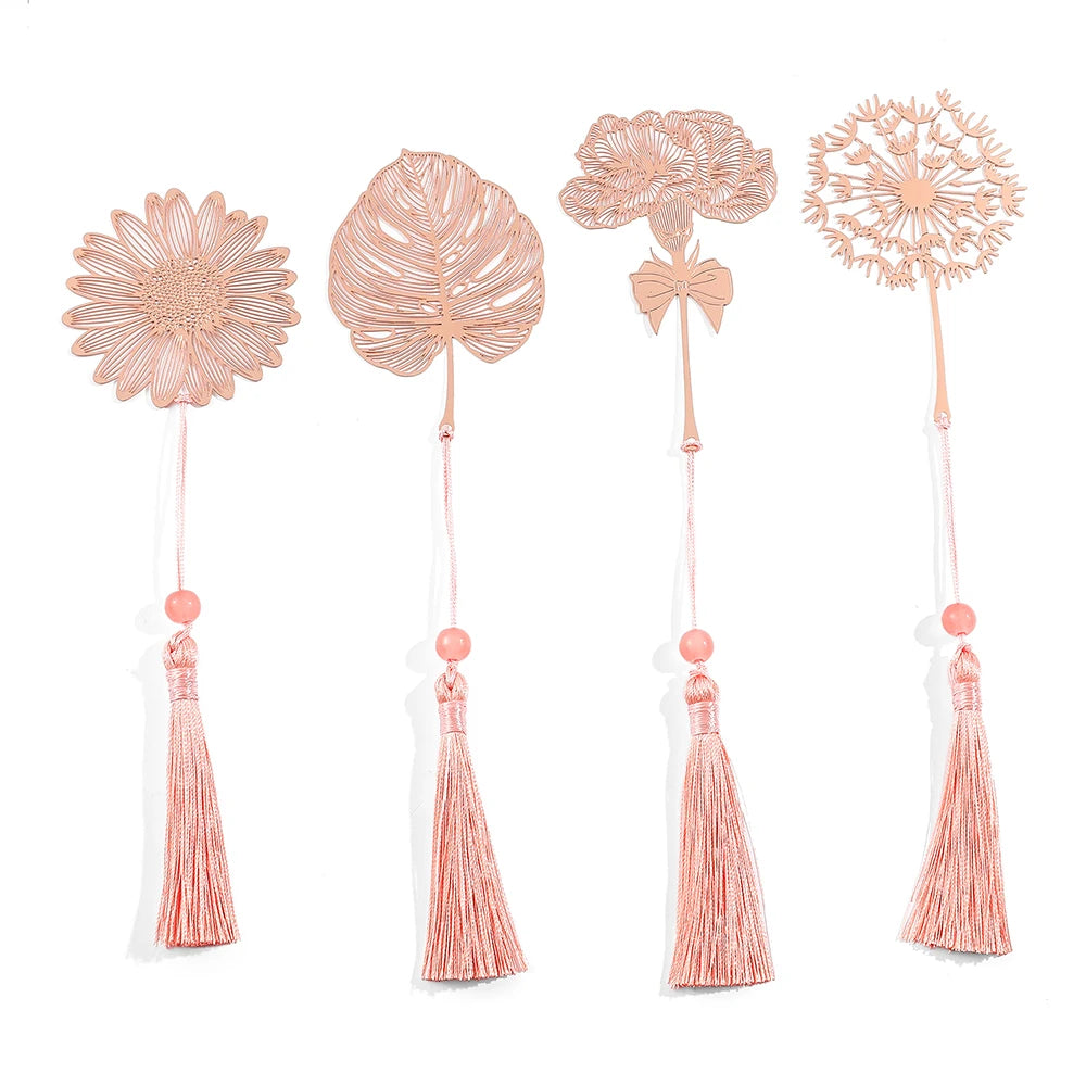 Simple Hollow Brass Bookmarks Beautiful Daisy Dandelion Flower Leaf Book Marks for Book Lover Gifts Reading Supplies Accessories