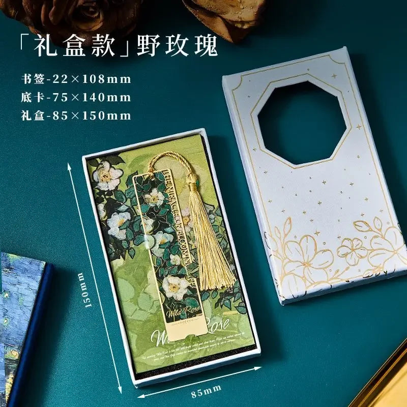 bookmarks for books Van Gogh/Monet Brass hollow out bookmark metal Gifts for teacher supplies Starry Moon Night book marks