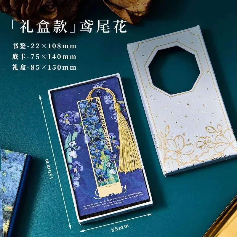 bookmarks for books Van Gogh/Monet Brass hollow out bookmark metal Gifts for teacher supplies Starry Moon Night book marks