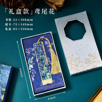 bookmarks for books Van Gogh/Monet Brass hollow out bookmark metal Gifts for teacher supplies Starry Moon Night book marks