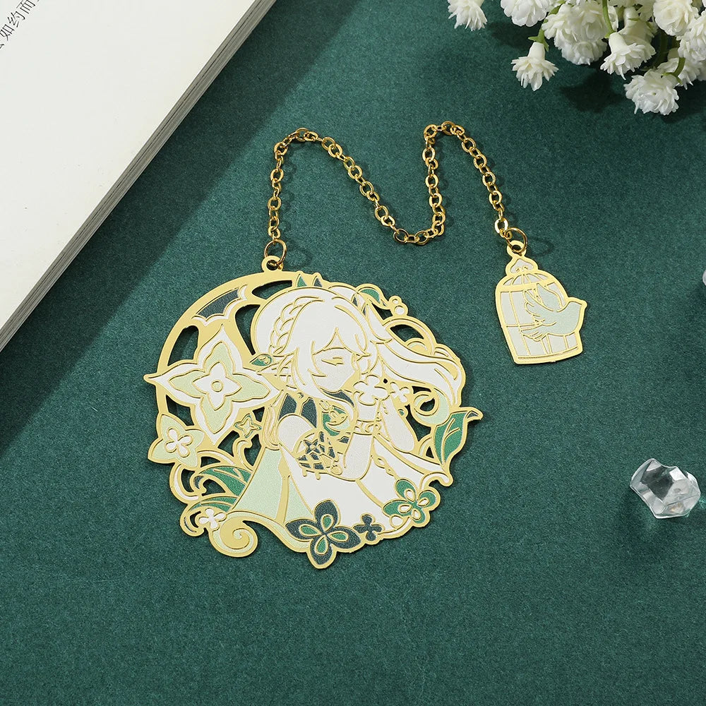 Genshin Impact Series Bookmark for Game Fans Metal Fancy Nahida Alhaitham Ningguang Sangonomiya Kokomi Book Marks for Fans
