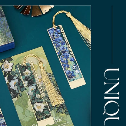 bookmarks for books Van Gogh/Monet Brass hollow out bookmark metal Gifts for teacher supplies Starry Moon Night book marks