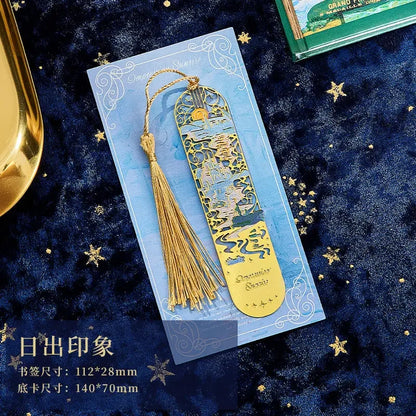 bookmarks for books Van Gogh/Monet Brass hollow out bookmark metal Gifts for teacher supplies Starry Moon Night book marks