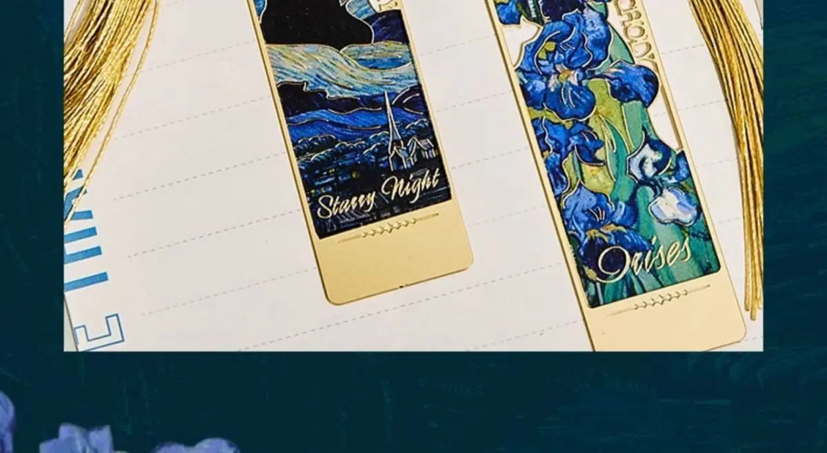 bookmarks for books Van Gogh/Monet Brass hollow out bookmark metal Gifts for teacher supplies Starry Moon Night book marks