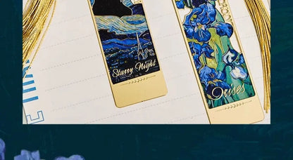 bookmarks for books Van Gogh/Monet Brass hollow out bookmark metal Gifts for teacher supplies Starry Moon Night book marks