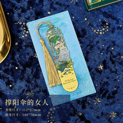 bookmarks for books Van Gogh/Monet Brass hollow out bookmark metal Gifts for teacher supplies Starry Moon Night book marks