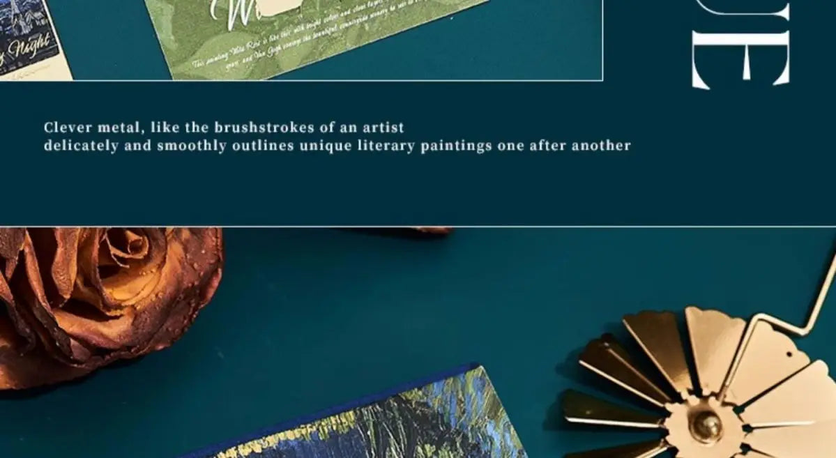 bookmarks for books Van Gogh/Monet Brass hollow out bookmark metal Gifts for teacher supplies Starry Moon Night book marks