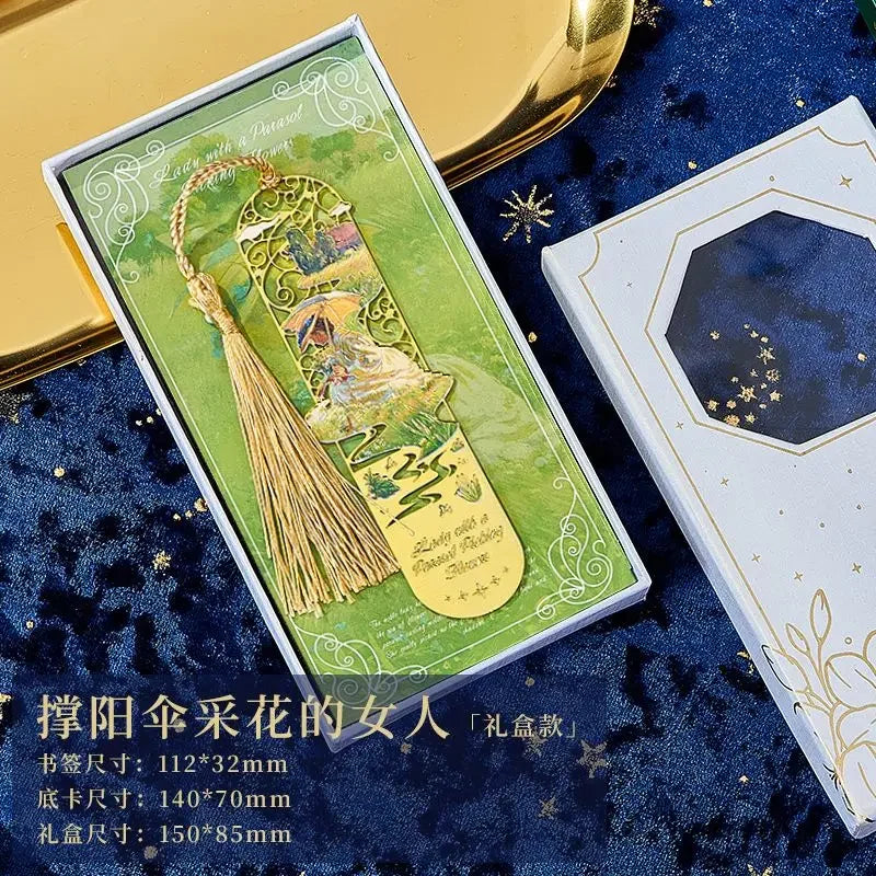 bookmarks for books Van Gogh/Monet Brass hollow out bookmark metal Gifts for teacher supplies Starry Moon Night book marks