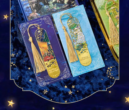bookmarks for books Van Gogh/Monet Brass hollow out bookmark metal Gifts for teacher supplies Starry Moon Night book marks
