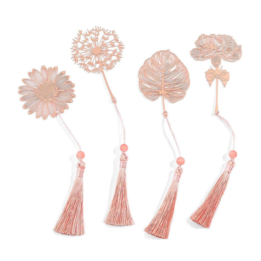 Simple Hollow Brass Bookmarks Beautiful Daisy Dandelion Flower Leaf Book Marks for Book Lover Gifts Reading Supplies Accessories