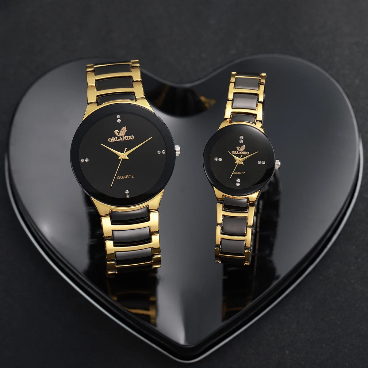 Elegant Couple’s Stainless Steel Watches