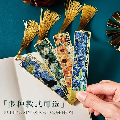 bookmarks for books Van Gogh/Monet Brass hollow out bookmark metal Gifts for teacher supplies Starry Moon Night book marks