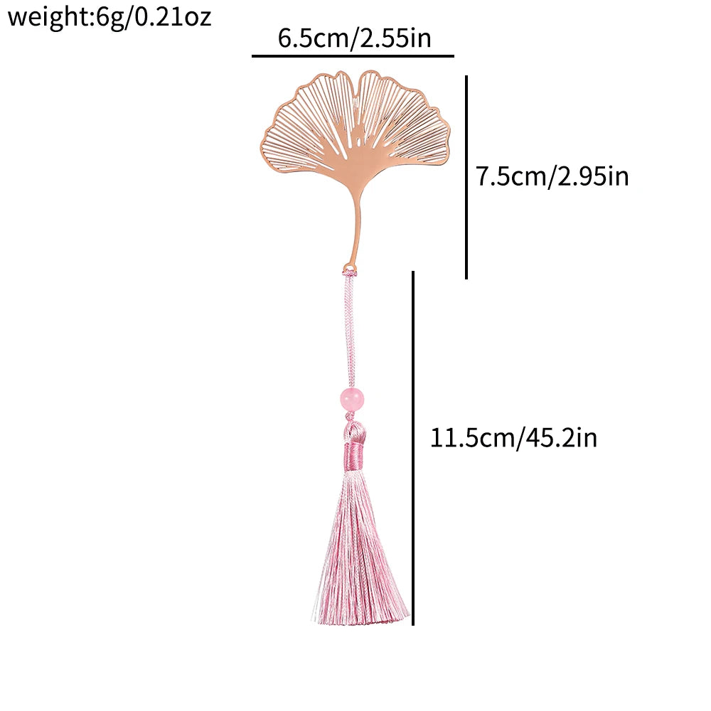 10 Styles Rose Gold Color Hollow Animal Flower Plant Metal Bookmarks with Pink Tassel for Book Lover Mark Gifts Collection