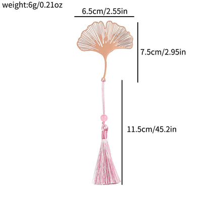 10 Styles Rose Gold Color Hollow Animal Flower Plant Metal Bookmarks with Pink Tassel for Book Lover Mark Gifts Collection
