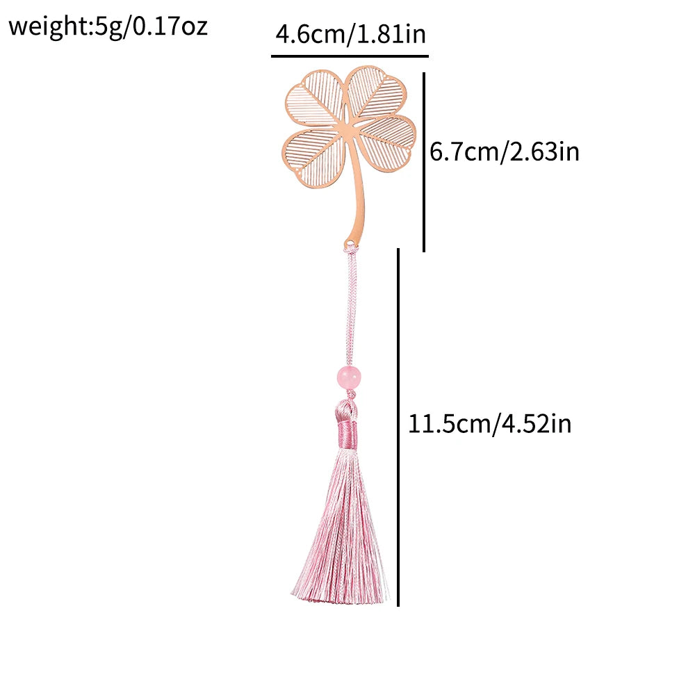 10 Styles Rose Gold Color Hollow Animal Flower Plant Metal Bookmarks with Pink Tassel for Book Lover Mark Gifts Collection