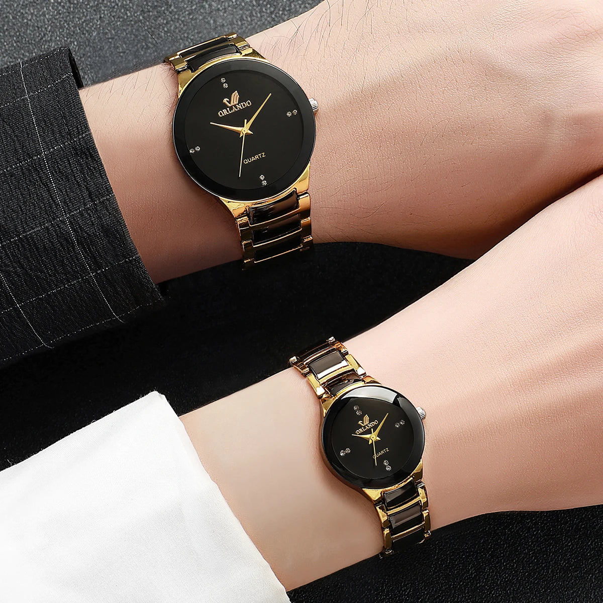 Elegant Couple’s Stainless Steel Watches
