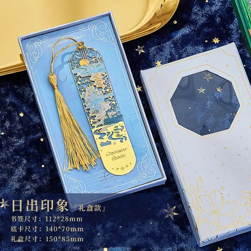 bookmarks for books Van Gogh/Monet Brass hollow out bookmark metal Gifts for teacher supplies Starry Moon Night book marks