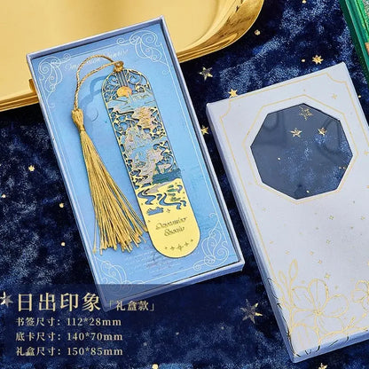 bookmarks for books Van Gogh/Monet Brass hollow out bookmark metal Gifts for teacher supplies Starry Moon Night book marks