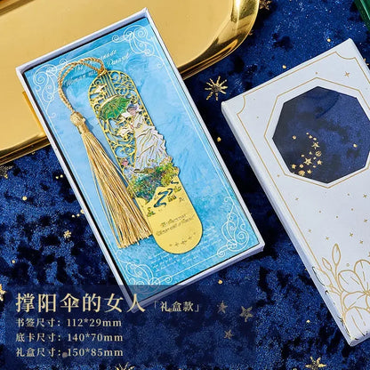 bookmarks for books Van Gogh/Monet Brass hollow out bookmark metal Gifts for teacher supplies Starry Moon Night book marks