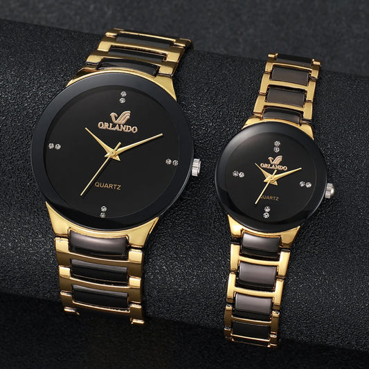 Elegant Couple’s Stainless Steel Watches
