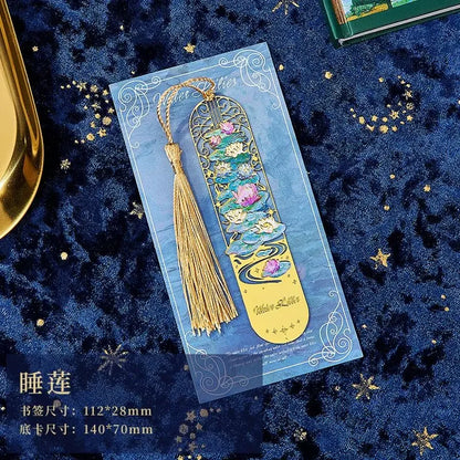 bookmarks for books Van Gogh/Monet Brass hollow out bookmark metal Gifts for teacher supplies Starry Moon Night book marks