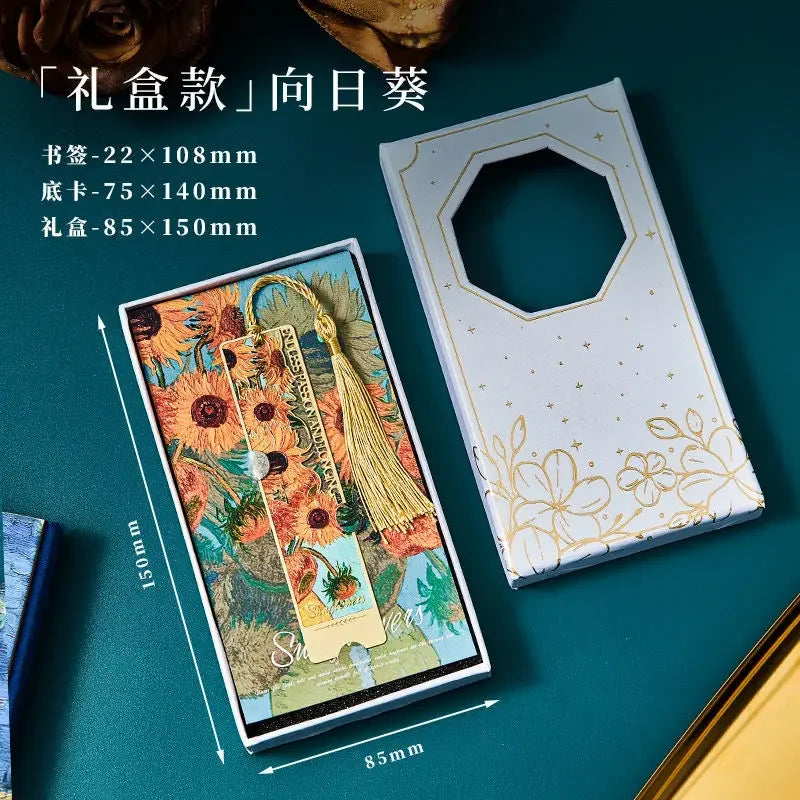 bookmarks for books Van Gogh/Monet Brass hollow out bookmark metal Gifts for teacher supplies Starry Moon Night book marks