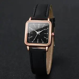4PCS Fashion Minimalist Watch Luxury Men's and Women's Leather Belt Business Leisure Bracelet Quartz Watch