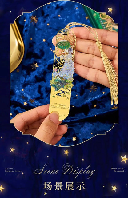 bookmarks for books Van Gogh/Monet Brass hollow out bookmark metal Gifts for teacher supplies Starry Moon Night book marks