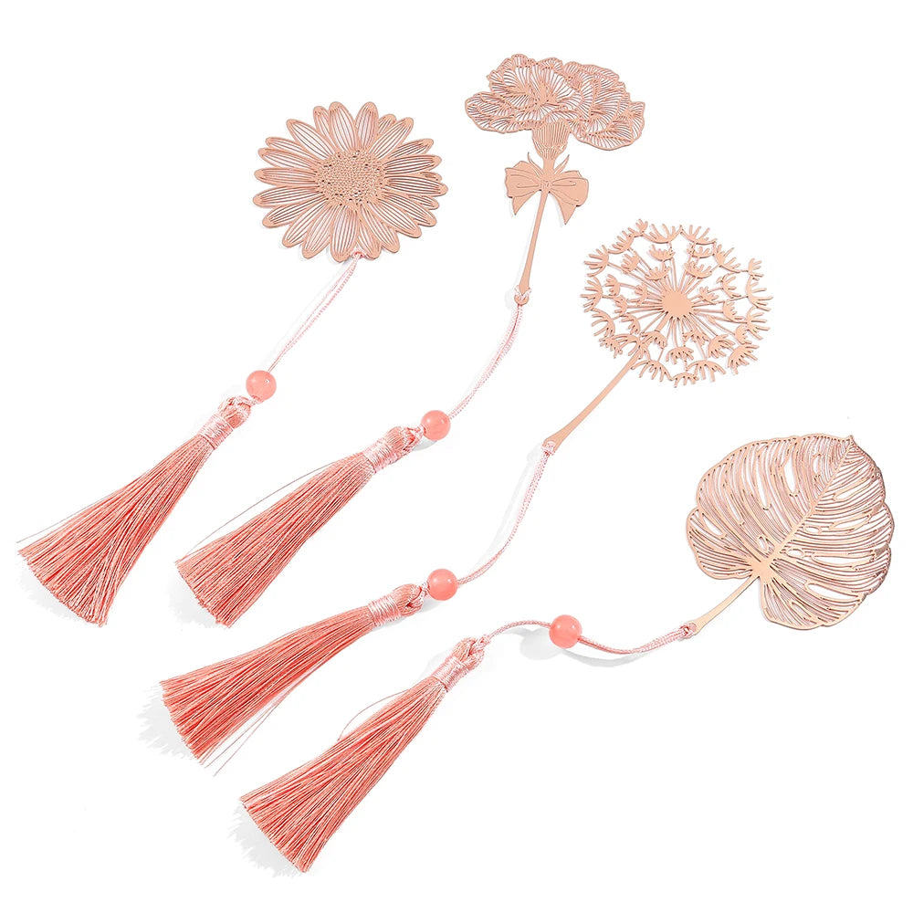 Simple Hollow Brass Bookmarks Beautiful Daisy Dandelion Flower Leaf Book Marks for Book Lover Gifts Reading Supplies Accessories