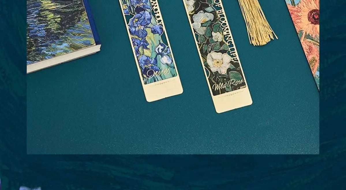 bookmarks for books Van Gogh/Monet Brass hollow out bookmark metal Gifts for teacher supplies Starry Moon Night book marks
