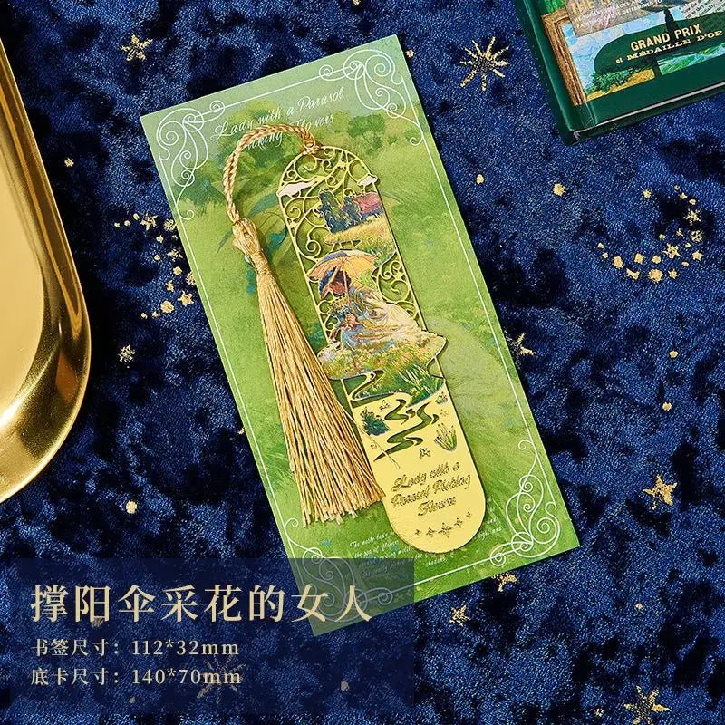 bookmarks for books Van Gogh/Monet Brass hollow out bookmark metal Gifts for teacher supplies Starry Moon Night book marks