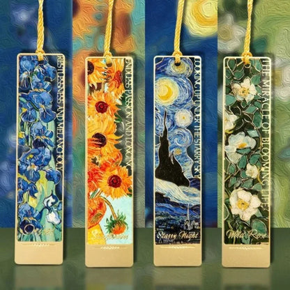 bookmarks for books Van Gogh/Monet Brass hollow out bookmark metal Gifts for teacher supplies Starry Moon Night book marks