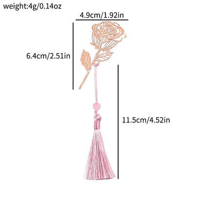 10 Styles Rose Gold Color Hollow Animal Flower Plant Metal Bookmarks with Pink Tassel for Book Lover Mark Gifts Collection