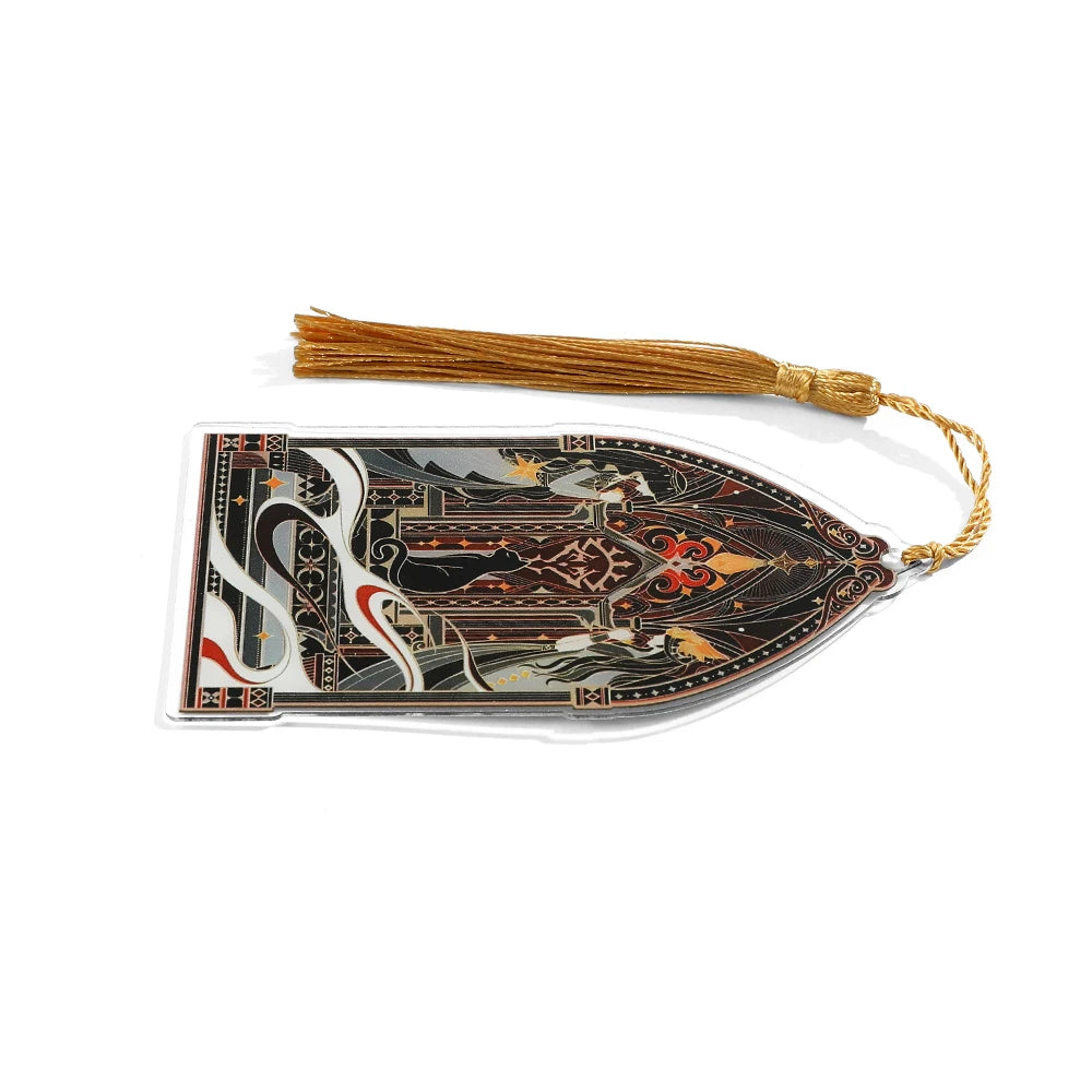 Elegant Classic Black Cat Palace Acrylic Bookmark with Tassel for Reading Women Men Halloween Party Decor Books Accessories Gift