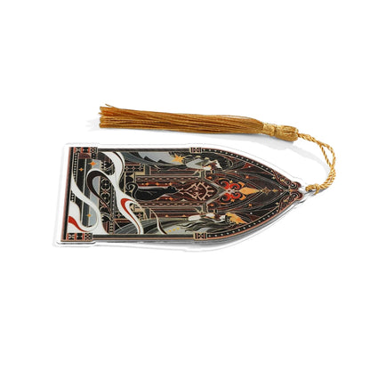 Elegant Classic Black Cat Palace Acrylic Bookmark with Tassel for Reading Women Men Halloween Party Decor Books Accessories Gift