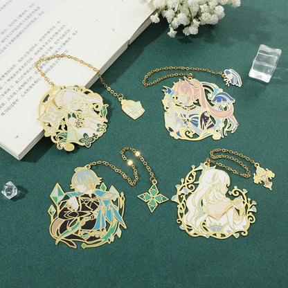 Genshin Impact Series Bookmark for Game Fans Metal Fancy Nahida Alhaitham Ningguang Sangonomiya Kokomi Book Marks for Fans