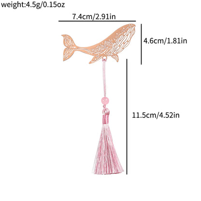 10 Styles Rose Gold Color Hollow Animal Flower Plant Metal Bookmarks with Pink Tassel for Book Lover Mark Gifts Collection